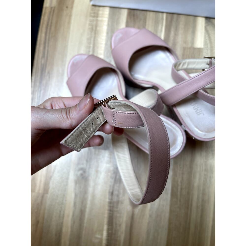 Jimmy Choo Leather Platform Wedge Sandals Embroidered Ballet Pink Size 37 - Picture 12 of 15